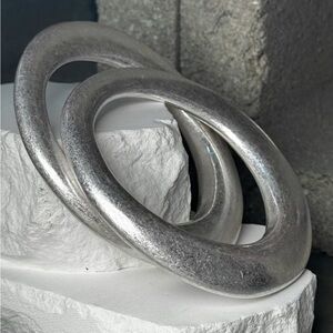 2 Brushed Silver Bangle Bracelets
